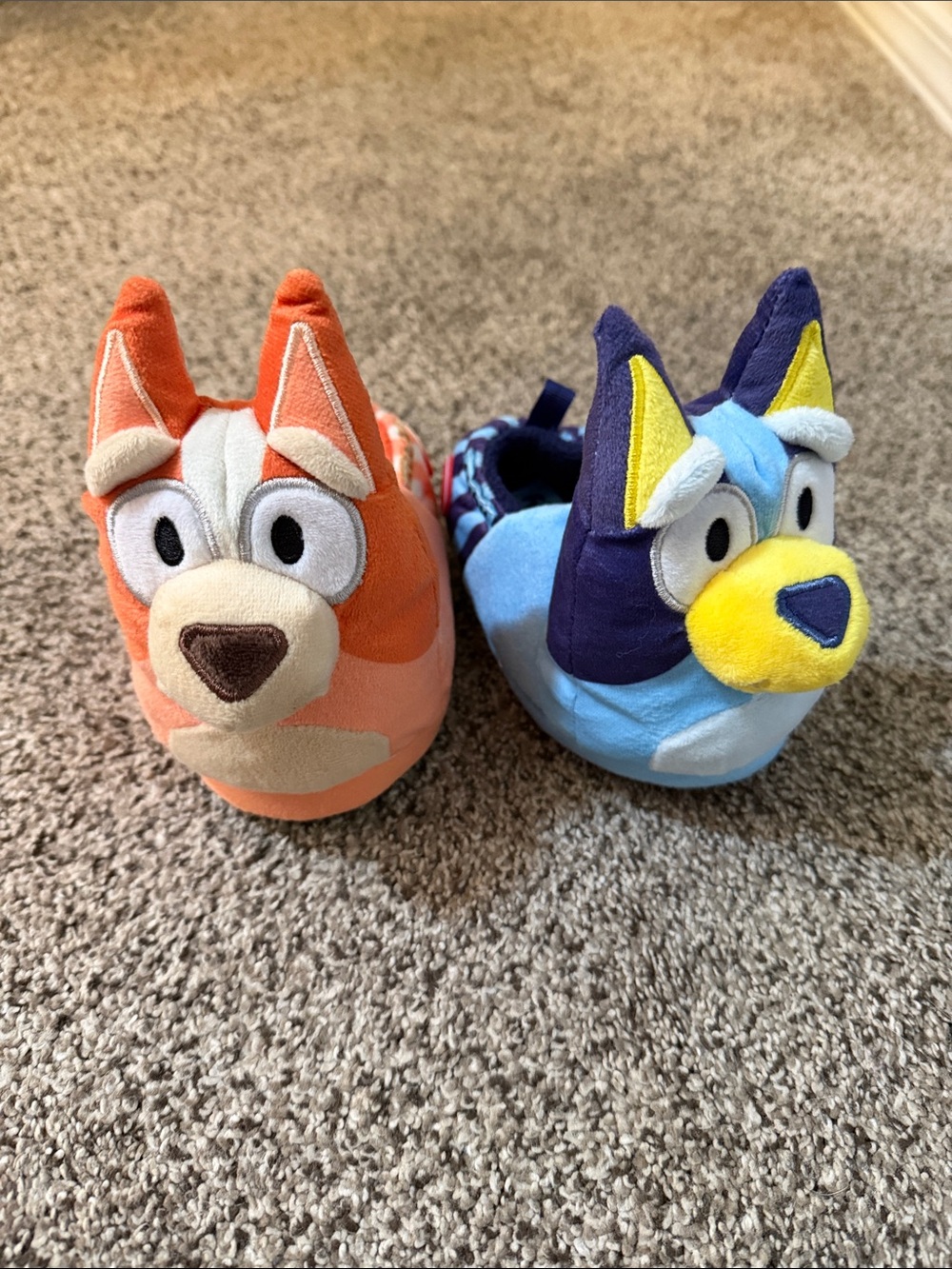 Bluey Plush Slippers - Orange & Blue Pair